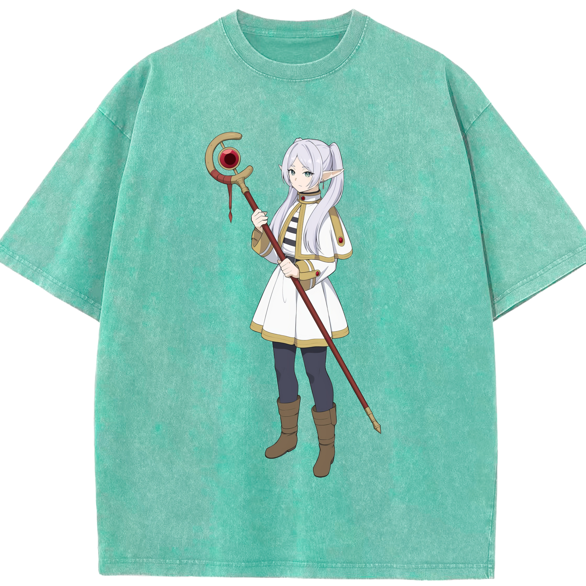 （画像用） 葬送のフリーレン Frieren 綿100% ヴィンテージ風 半袖Tシャツ（フロントプリント）